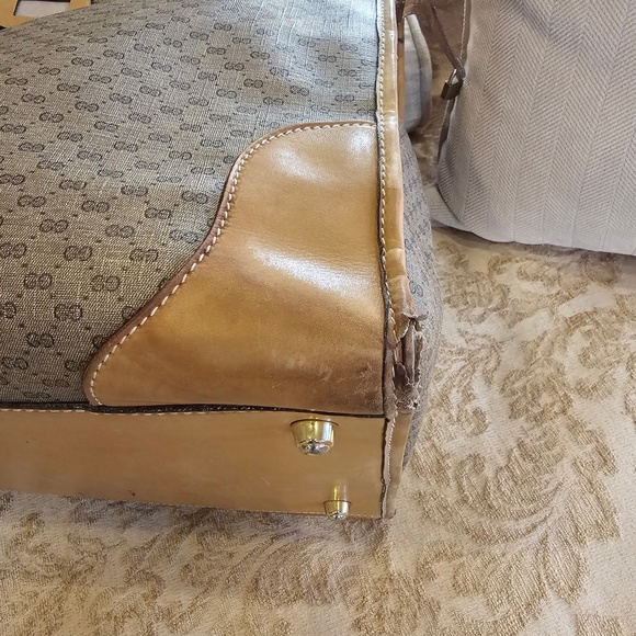 Vintage GUCCI LIMITED EDITION GG Monogram Boston Sherry Lg Travel Bag w/lock - Picture 7 of 16